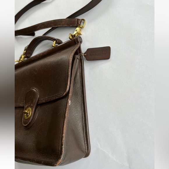 Vintage Coach Brown Leather Court Willis Bag No. F13-9927 Crossbody, Top Handle - Picture 5 of 9